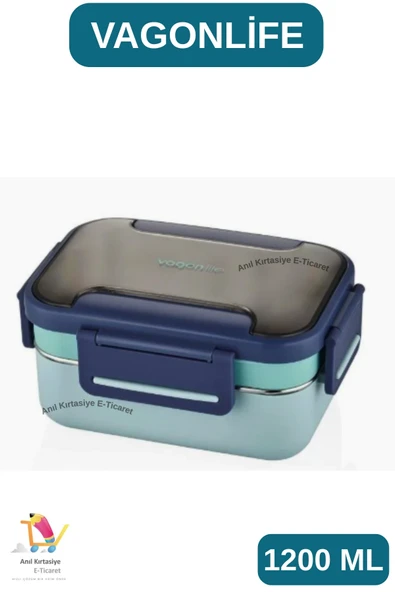 Vagonlife 1200 ML 3 BÖLMELİ PASLANMAZ ÇELİK LUNCHBOX - 3 RENK ürün görseli 1
