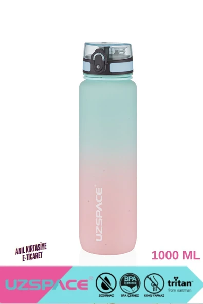 Uzspace Büyük Boy 1000ml Motivasyon Matarası Çift Renk Softtouch  Tritan Su Matarası ürün görseli 1