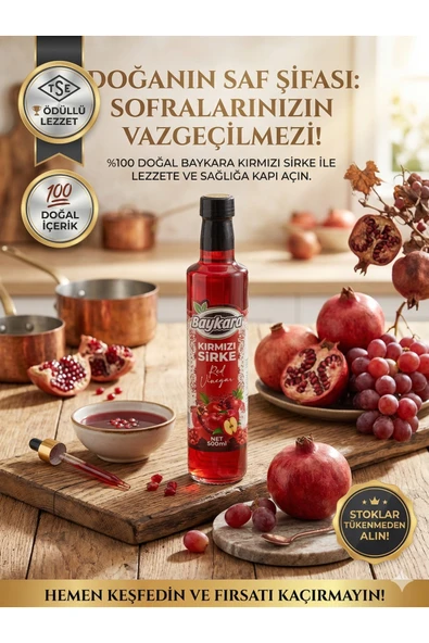 baykara Kırmızı Sirke %100 Doğal Fermente Katkısız Geleneksel Sirke ürün görseli 1