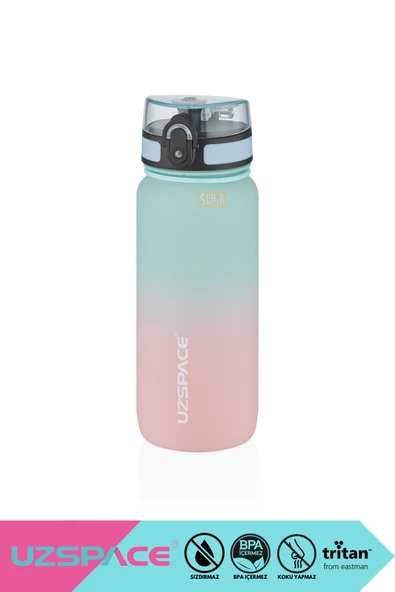 Uzspace 650ml Yeni Çift Renkli Sızdırmaz BPA İçermez Kilitlenebilir Kapaklı Motivasyonel Tritan Su Matarası ürün görseli 1