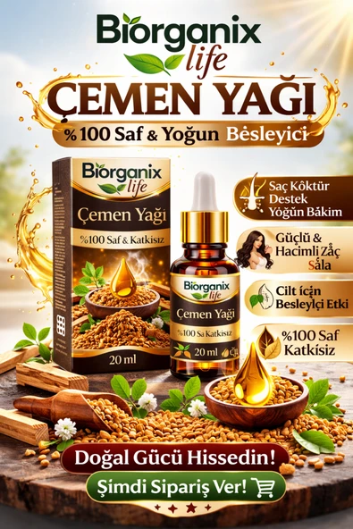 BİORGANİX Life Çemen Yağı 20 ml – %100 Saf & Yoğun Besleyici Güç! ürün görseli 1