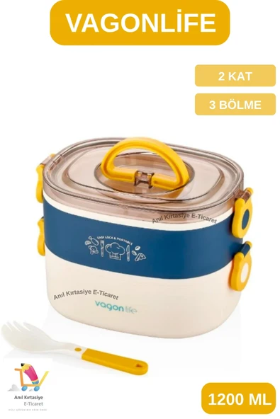 Vagonlife 1200 ML ÇELİK LUNCHBOX-YEMEK KABI 3 BÖLMELİ ürün görseli 1