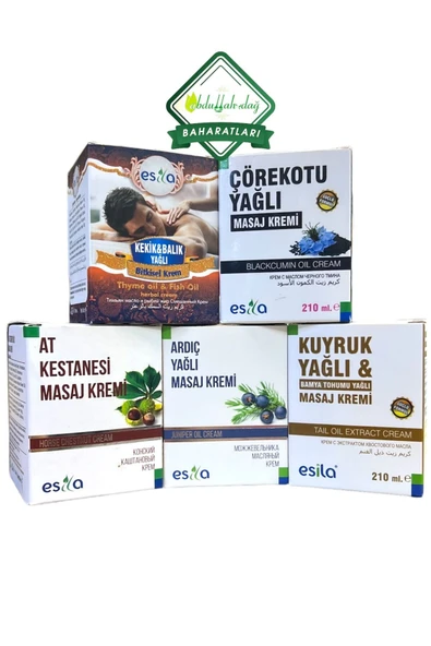 ESİLA Kuyruk Yağlı Çörekotu, Ardıç, Kekik Balık Yağlı At Kestanesi Yağlı Masaj Kremi 210 ml / 5’li Set ürün görseli 1