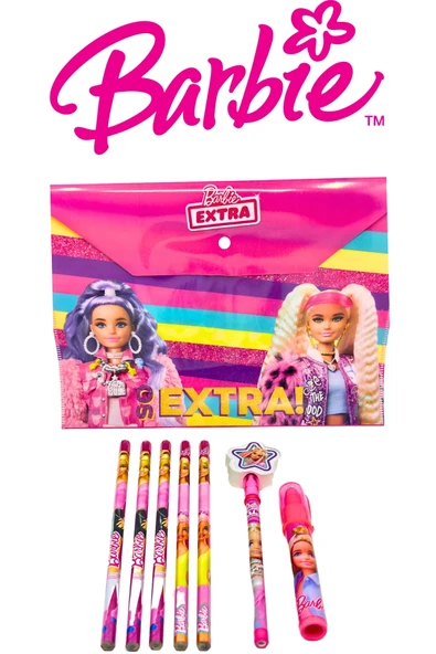 Barbie Lisanslı Çıtçıtlı Dosya ve Okul Seti 7 PARÇA ürün görseli 1
