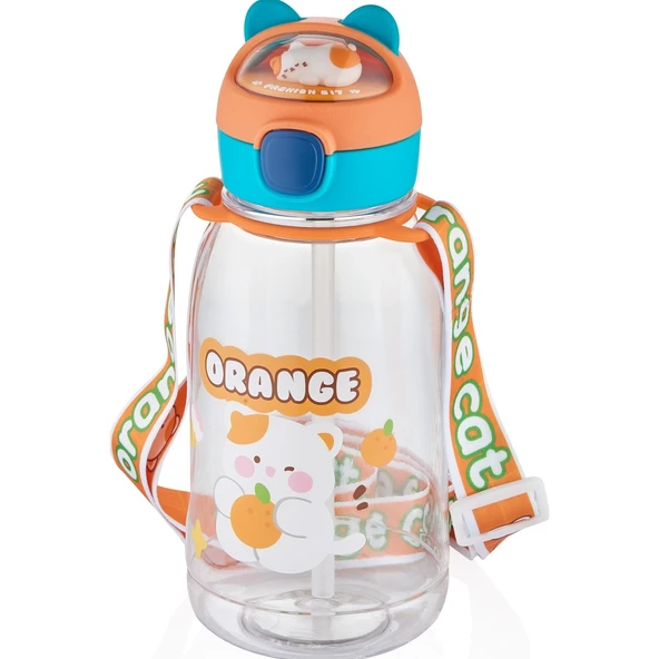 VAGONLİFE  Vgn2021 760 ML KEDİ FİGÜRLÜ SU MATARASI-Turuncu ürün görseli 1