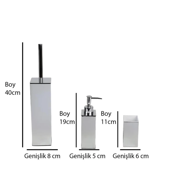 Kobos Kare Banyo Seti Parlak Krom - Resim 7