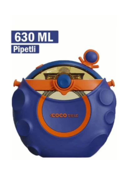 Vagonlife Cocosmile 630ml Silikon Straw Astronot Tema Kılıflı Pipetli Askılı Tritan Çocuk Matarası ürün görseli 1