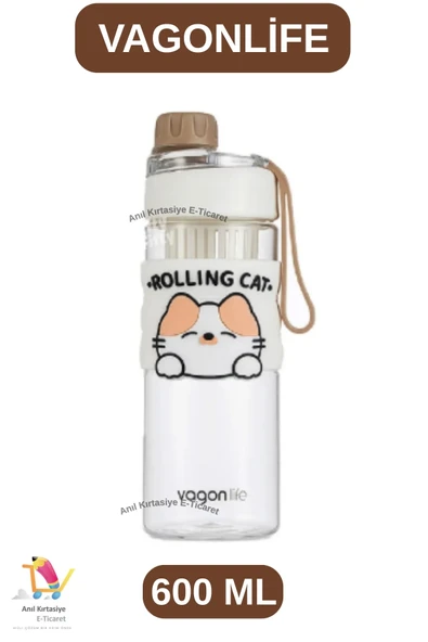 Vagonlife 600 ML KEDİ FİGÜRLÜ SU MATARASI ( RAHAT İÇİM-SÜZGEÇLİ ) ürün görseli 1