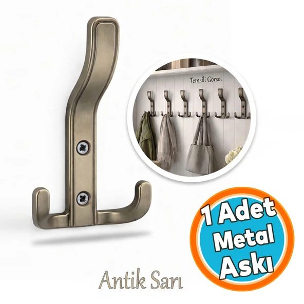 Portmanto Antik Sarı Dolap Askılık Duvar Askılığı Vestiyer Mutfak Elbise Kıyafet Askı ( 1 Adet) ürün görseli 1