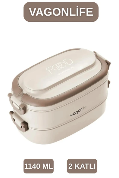 Vagonlife BENTO 1140ML ÇELİK LUNCHBOX 2 KATLI 4 BÖLME YENİ KOLEKSİYON ( ÇORBA KASELİ ) BESLENME KABI ürün görseli 1