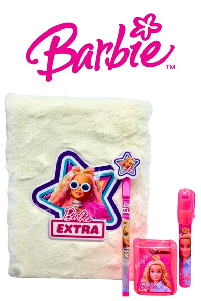 Barbie Lisanslı Çizgili Hatıra & Günlük Defteri ve Okul Seti ürün görseli 1