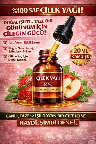 BİORGANİX Çilek Yağı 20 ML – %100 Saf & Doğal Cilt Bakım Yağı ürün görseli 1
