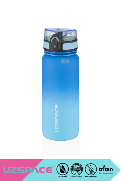 Uzspace 650ml Yeni Çift Renkli Sızdırmaz BPA İçermez Kilitlenebilir Kapaklı Motivasyonel Tritan Su Matarası ürün görseli 1