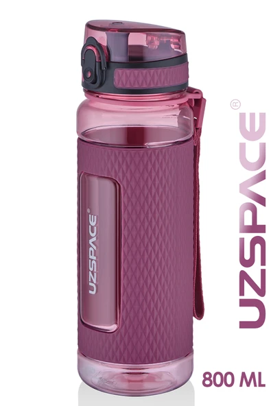 Uzspace 800 ML BÜYÜK BOY Tritan Su Matarası Silikon Korumalı Kaydırmaz Gövde Suluk ürün görseli 1