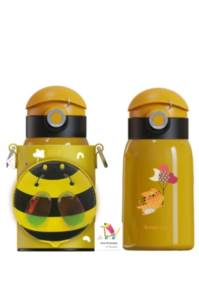 Vagonlife Cocosmile Özel Kutulu Kılıflı 470 ml Pipetli Çelik Termos -boyun Askılı- 4 Farklı Model kılıflı ürün görseli 1