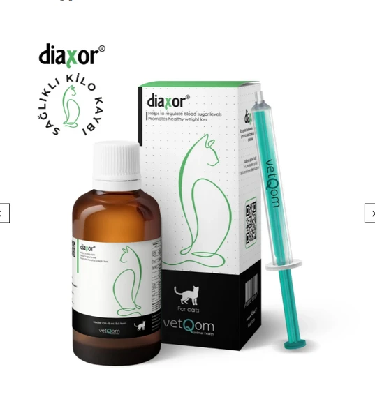 Vetqom Feline Diaxor Glukoz Regülasyonu ve Obezite Likit Takviye (45 ml) ürün görseli 1