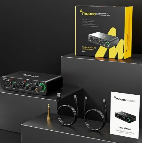 Maono PS22 ProStudio 2x2 USB Ses Kartı Siyah - Resim 2