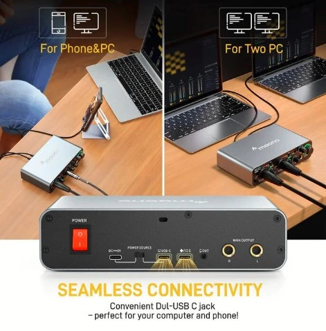 Maono PS22 ProStudio 2x2 USB Ses Kartı Siyah - Resim 4