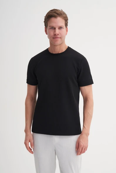 Cazador Slim Fit Erkek Premium Spor Basıc İnce Tshirt 42020 Siyah ürün görseli 1