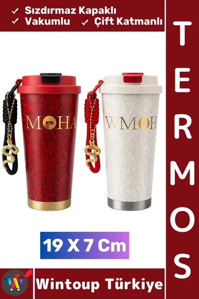 #Termos Kamp Outdoor Piknik Gündelik Sızdırmaz Kapaklı Çift Katmanlı Vakumlu Termos Bardak 19 X 7 Cm ürün görseli 1