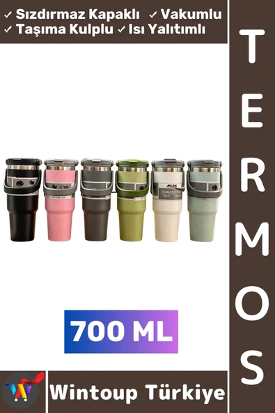 #Termos Kamp Outdoor Piknik Sızdırmaz Kapak Isı Yalıtımlı Taşıma Kulplu Vakumlu Mug Termos 700 ML ürün görseli 1