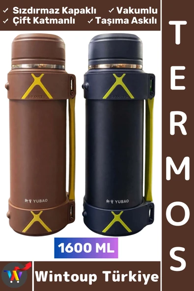 #Termos Kamp Outdoor Piknik Sızdırmaz Kapaklı Çift Katmanlı Vakumlu Taşıma Askılı Mug Termos 1600 ML ürün görseli 1