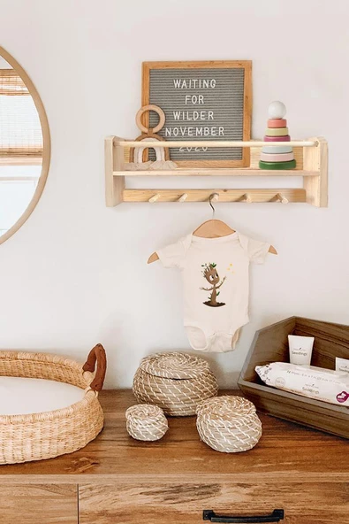 Montessori Çocuk Bebek Odası Kitaplık Askılık Çok Amaçlı Duvar Rafı ürün görseli 1