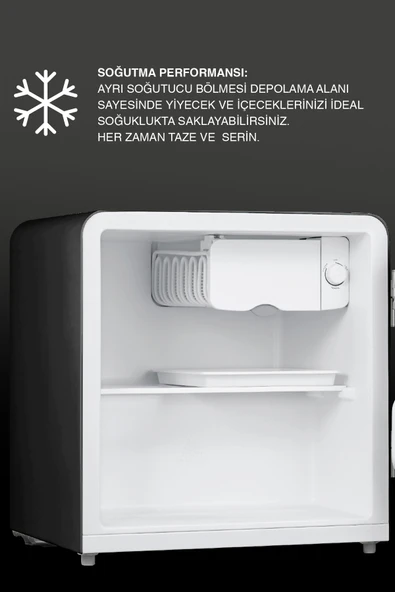 Dijitsu DB80RBL Retro Siyah Mini Buzdolabı - Resim 4