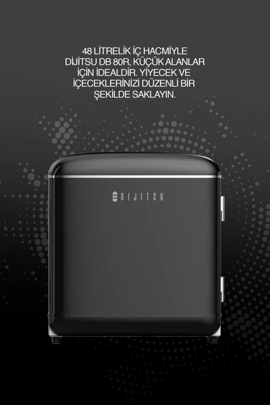Dijitsu DB80RBL Retro Siyah Mini Buzdolabı - Resim 3