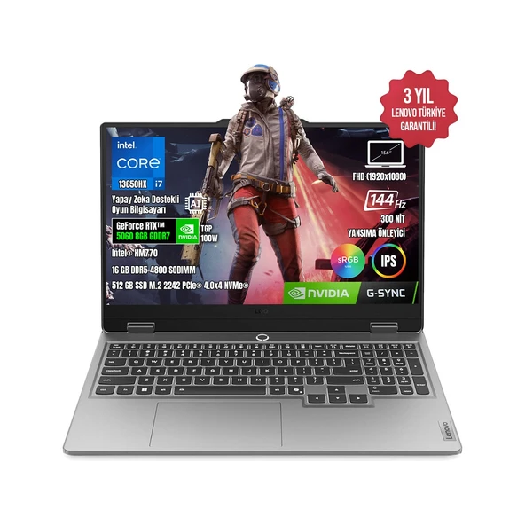 Loq 15IRX10 83JE00ETTR-03 I7-13650HX 16GB Ddr5 512GB SSD RTX5060-8GB 15.6" IPS 144Hz Dos ürün görseli 1