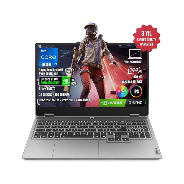 Loq 15IRX10 83JE00ETTR-07 I7-13650HX 32GB Ddr5 1tb SSD RTX5060-8GB 15.6" IPS 144Hz Dos ürün görseli 1