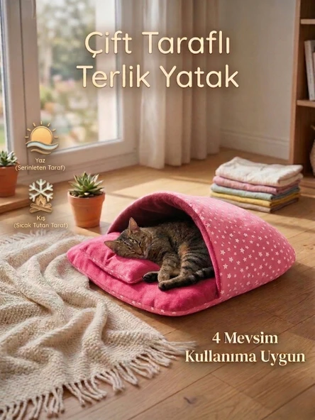 Terlik Model Çift Taraflı Kedi Köpek Yatağı ürün görseli 1