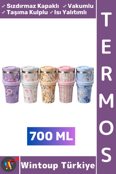 #Termos Kamp Outdoor Piknik Sızdırmaz Kapaklı Isı Yalıtımlı Taşıma Kulplu Vakumlu Termos 700 ML ürün görseli 1