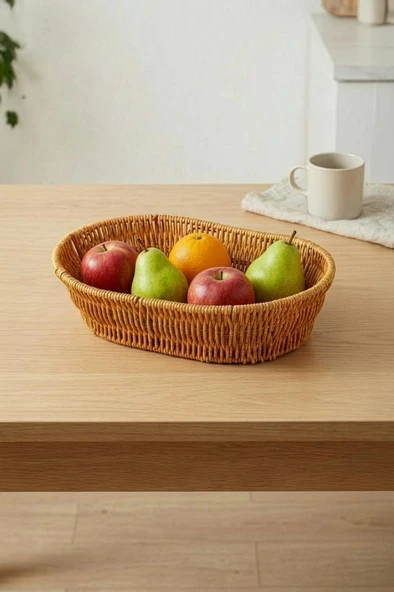 Digithome Oval Rattan Mini Ekmek Sepeti - BB6063 - Resim 2