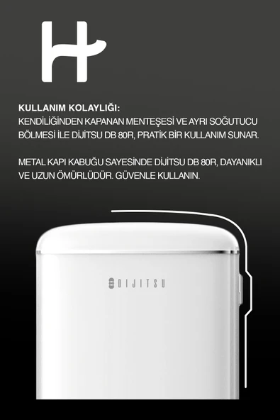 Dijitsu DB80RWH Retro Beyaz Mini Buzdolabı - Resim 2