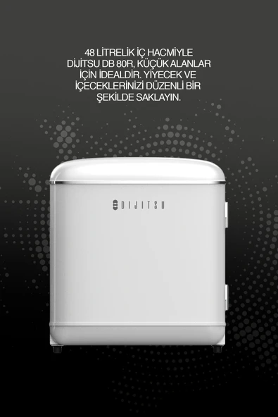 Dijitsu DB80RWH Retro Beyaz Mini Buzdolabı - Resim 3