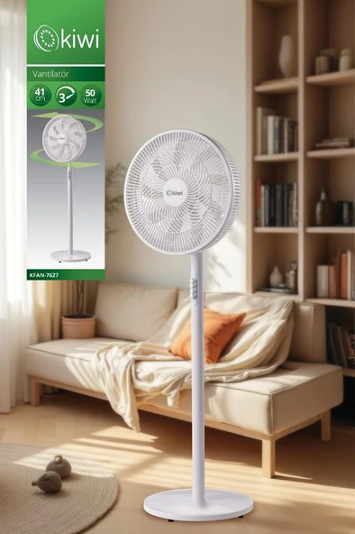 Kiwi Kfan-7627 Salınım Fonksiyonlu Ultra Sessiz Stand Vantilatör 9 Kanatlı 50W ürün görseli 1