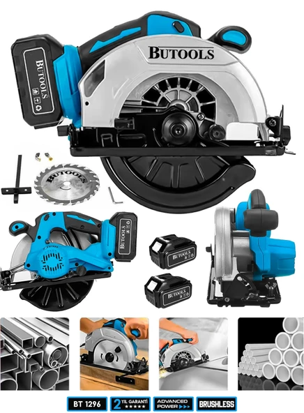 BUTOOLS Platinum Akülü Çelik Şanzuman Şarjlı Ahşap Sunta Ağaç Kesme Makinası Daire Testere ürün görseli 1