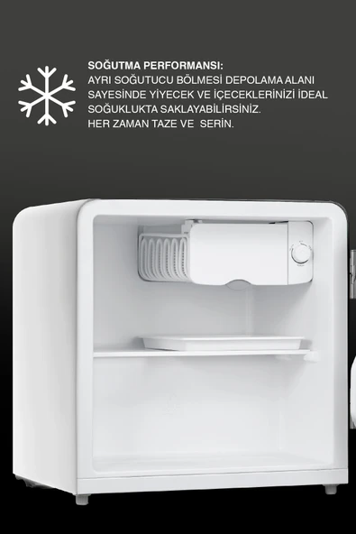 Dijitsu DB80RWH Retro Beyaz Mini Buzdolabı - Resim 5