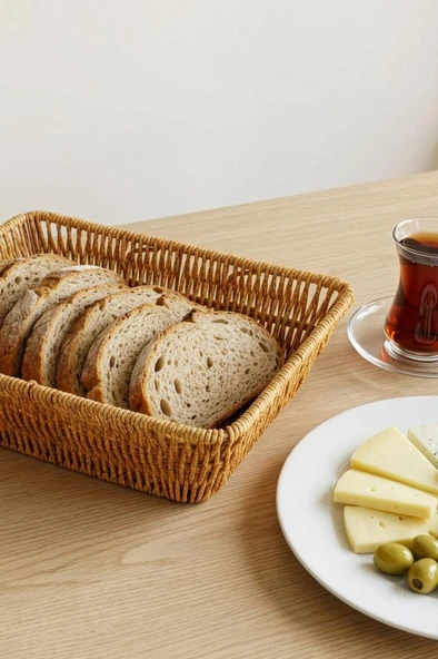 Digithome Dikdörtgen Rattan Mini Ekmek Sepeti - BB6061 - Resim 3