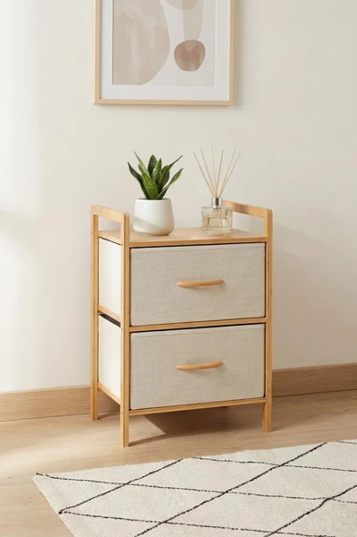 Digithome Bambu Düzenleyici 2 Çekmeceli Komodin - B9199 ürün görseli 1