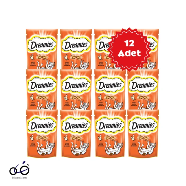 Dreamies İç Dolgulu Tavuklu Kedi Ödül Bisküvisi 12x60gr ürün görseli 1