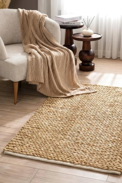 Digithome Jüt Hasır Dikdörtgen Oturma Odası Yatak Odası Natural Halı 65X45 cm ürün görseli 1