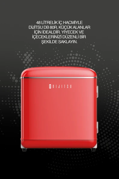 Dijitsu DB80RRE Retro Kırmızı Mini Buzdolabı - Resim 3