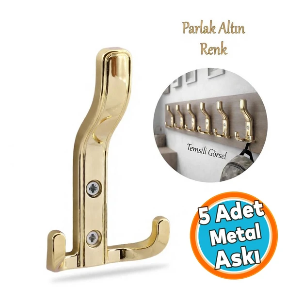 Portmanto Parlak Gold Dolap Askılık Duvar Askılığı Vestiyer Mutfak Elbise Kıyafet Askı ( 1 Adet ) ürün görseli 1