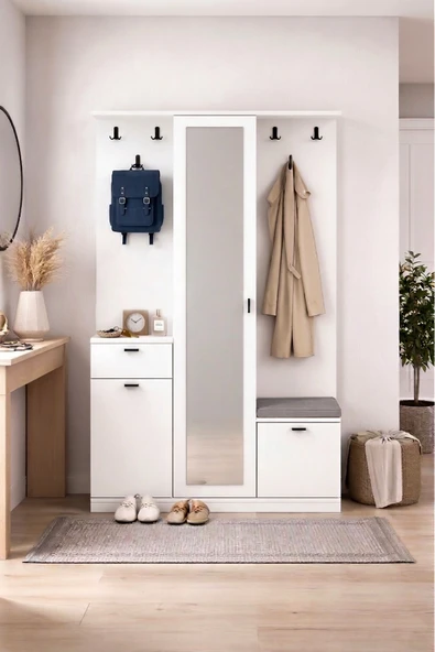 Harmony Partmanto Vestiyer Ayakkabılık 106x190x39 cm Beyaz - Modern Tasarım ürün görseli 1