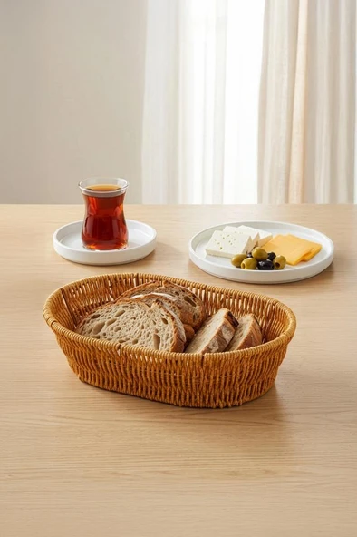 Digithome Oval Rattan Mini Ekmek Sepeti - BB6063 - Resim 3