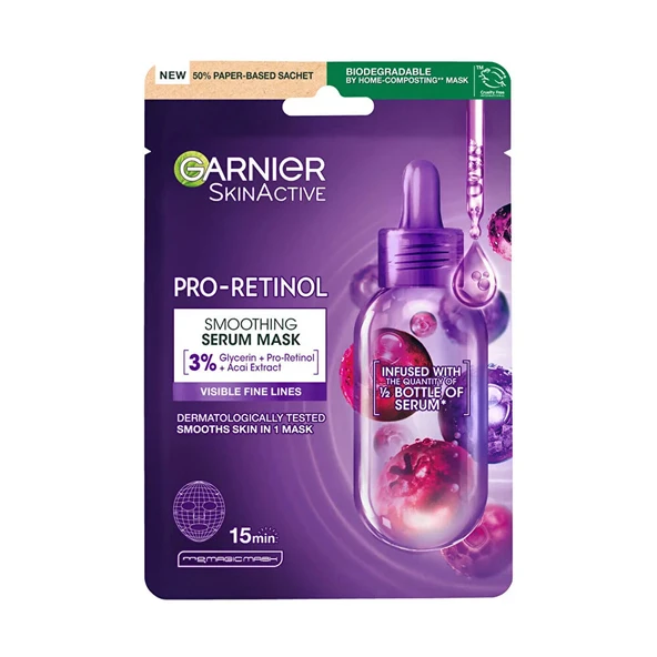 Garnier Pro-Retinol Pürüzsüzleştirici Kağıt Maske 28 gr ürün görseli 1