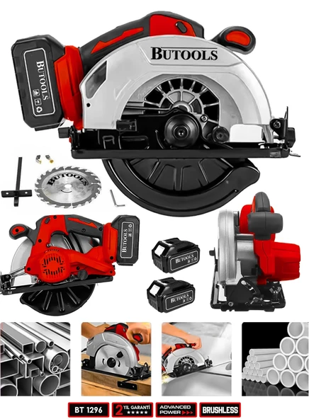 BUTOOLS Platinum Akülü Çelik Şanzuman Şarjlı Ahşap Sunta Ağaç Kesme Makinası Daire Testere ürün görseli 1