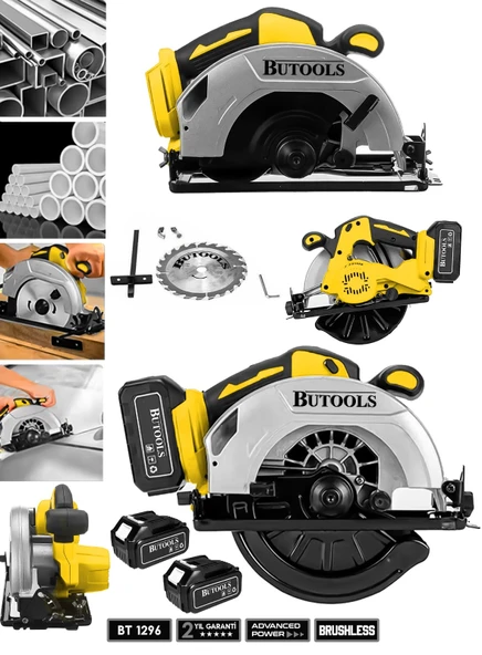 BUTOOLS Platinum Akülü Çelik Şanzuman Şarjlı Ahşap Sunta Ağaç Kesme Makinası Daire Testere ürün görseli 1
